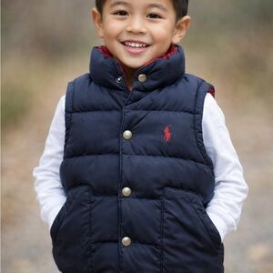 Polo Ralph Lauren Toddler Reversible Down Puffer Vest – Red & Navy | Size 2T